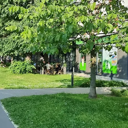 King-size Bed With Garden Apartment Warsaw